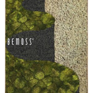 stena pokrytá machom s nápisom buď machom a na stene obrázok rastliny rastúcej machovy obraz, stabilizovany mach, machová stena, machová dekorácia