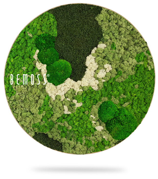 zelený kousek trávy se slovy berms bílými písmeny na zeleném kousku trávy, mechová stěna, mechové dekorace, obraz z mechu, mechová zeď, mechovy obraz, dekorativní mech